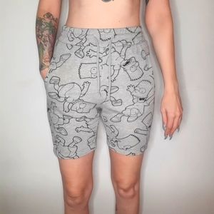 H&M Heather Grey with  Black Outline Bart Simpson Sweat Shorts.